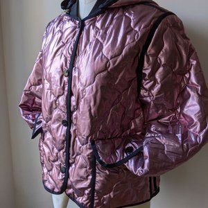 Pinko Metallic Pink Puffer Jacket Winter Coat Womens SZ L